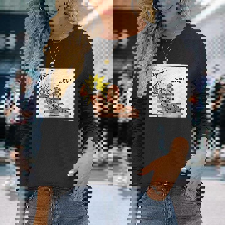 ねこいる！ババーン 長袖Tシャツ 彼女への贈り物