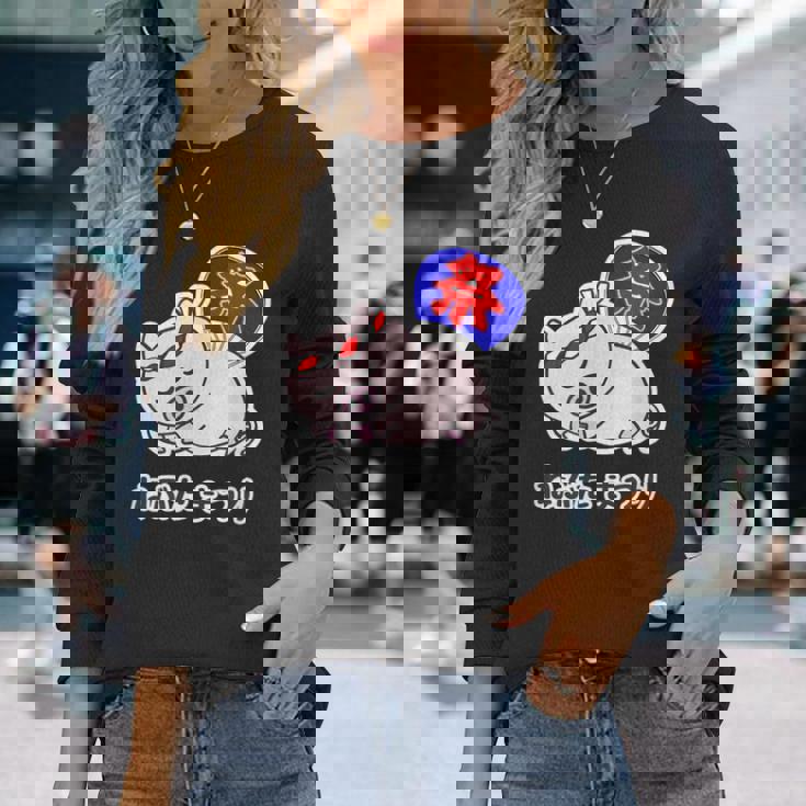 ねぶた まつり（寝豚祭り）うちわ【変なデザイン屋さん】お祭り パロディ 面白い 言葉 ポップ ゆるい かわいい キャラ 長袖Tシャツ 彼女への贈り物