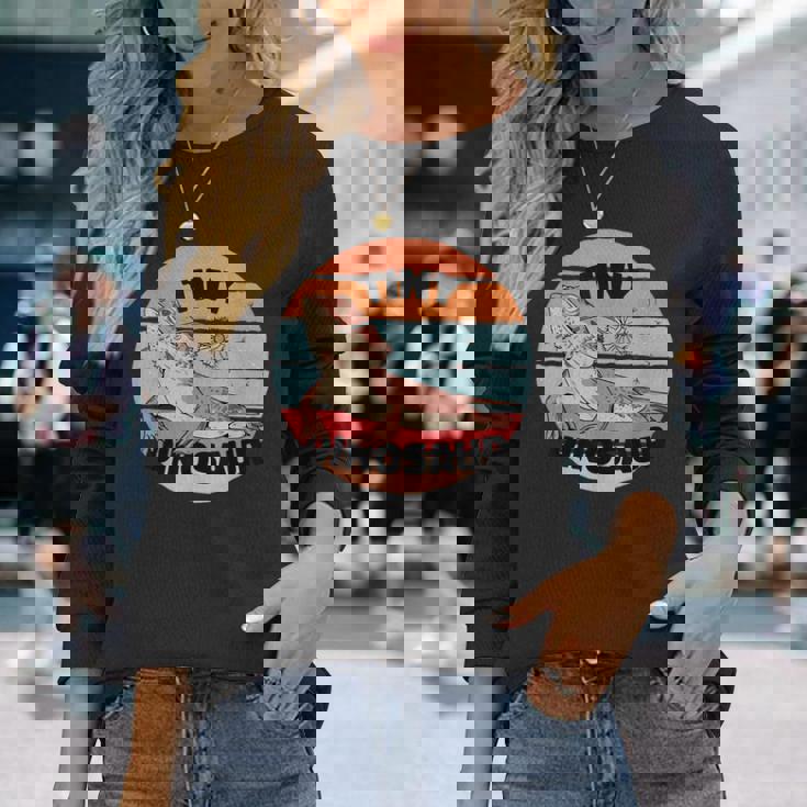 ひげを生やしたドラゴン爬虫類の小さな恐竜のかわいいスケールタンポポ 長袖Tシャツ 彼女への贈り物