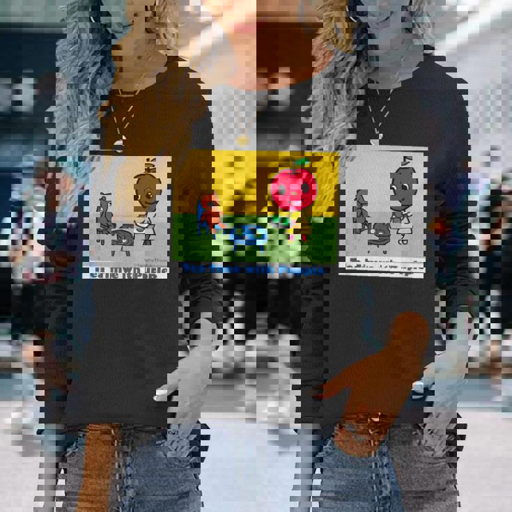 ぷっぷるとお茶会しよう！ 長袖Tシャツ 彼女への贈り物