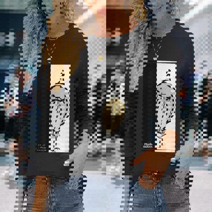 みんな大好きハシビロコウ 動かない鳥 ハシビ郎クラブt 動物園 鳥 おもしろ かわいい 両面プリント 長袖Tシャツ 彼女への贈り物