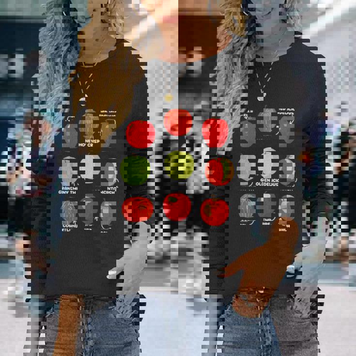 りんごの種類 りんご好き リンゴ果樹園 りんご狩り 長袖Tシャツ 彼女への贈り物