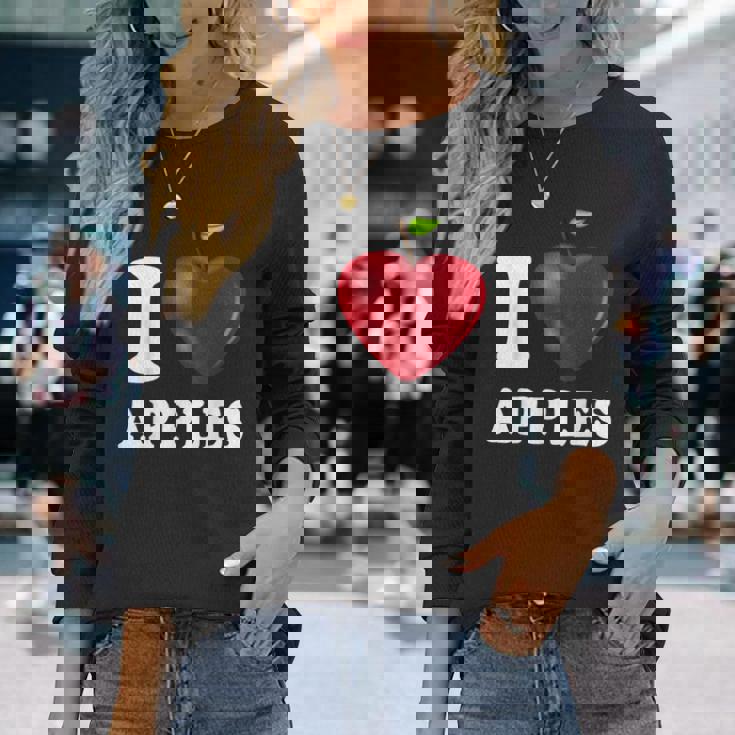 りんご大好き 長袖Tシャツ 彼女への贈り物