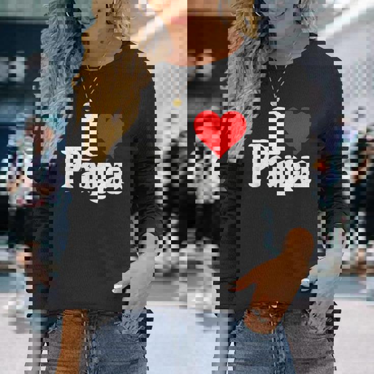 アイラブハートパパ父の日パパパパ 長袖Tシャツ 彼女への贈り物