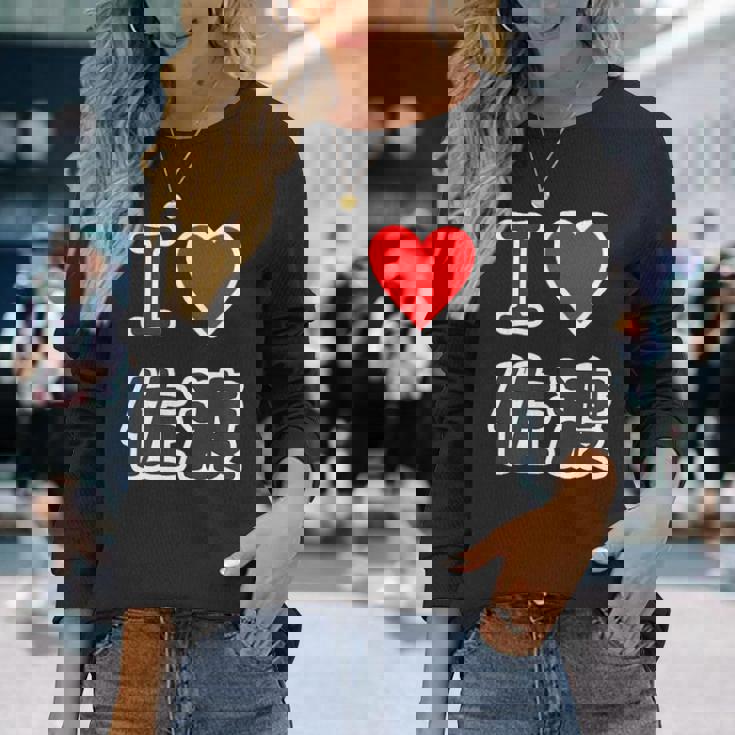 アイラブ・佐渡（I Love ハート）佐渡島【47都道府県】佐渡ヶ島 ジモtティ 地元愛 お土産 面白 長袖Tシャツ 彼女への贈り物