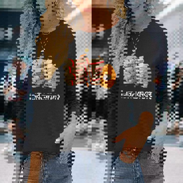 アイ・イート・セメント・ファニー・カーズ・クライング・キャット・ミーム 長袖Tシャツ 彼女への贈り物