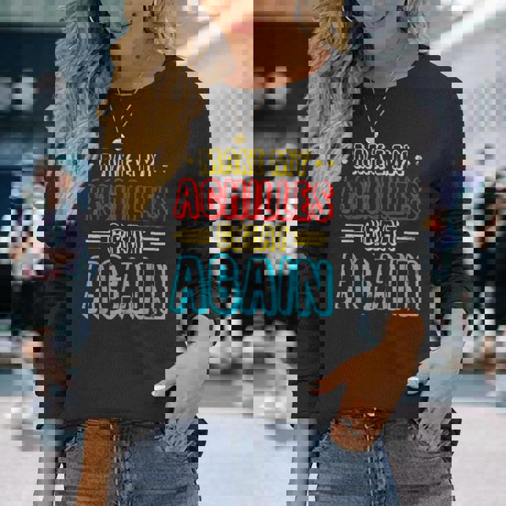 アキレス手術の回復、アキレス膝、回復手術 長袖Tシャツ 彼女への贈り物