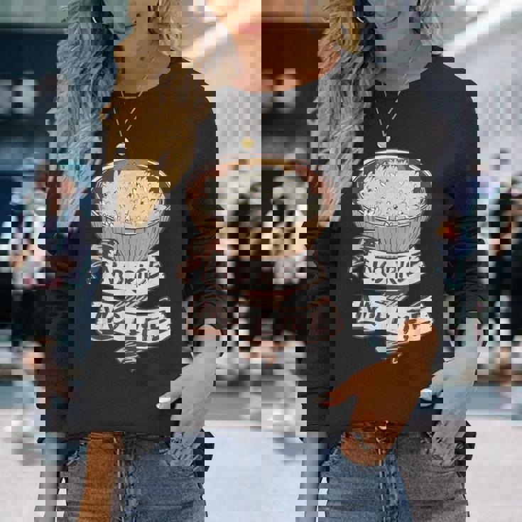 アジア料理 炒飯丼 ご飯好き 食通 長袖Tシャツ 彼女への贈り物