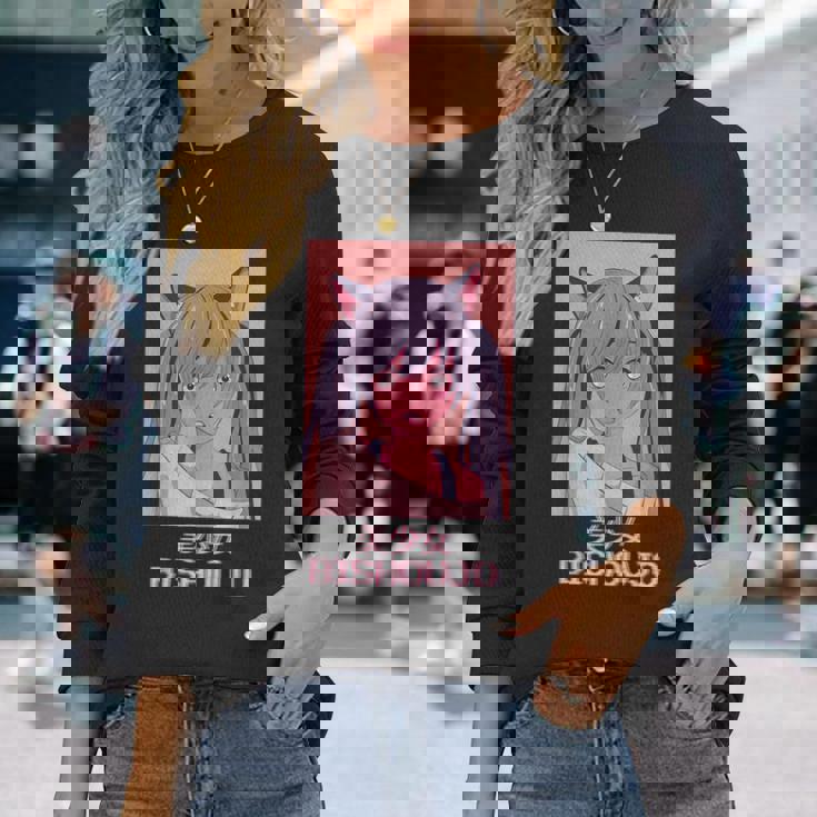 アニメガール猫少女日本蒸気波美少女美少女。 長袖Tシャツ 彼女への贈り物