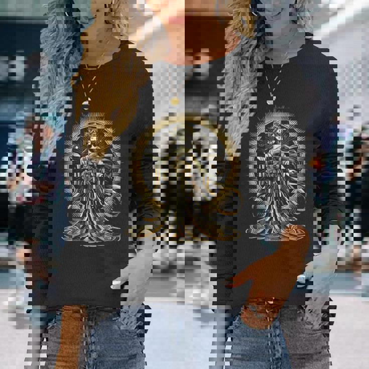 アマテラス 太陽の女神 神話 日本のアートデザイン 長袖Tシャツ 彼女への贈り物