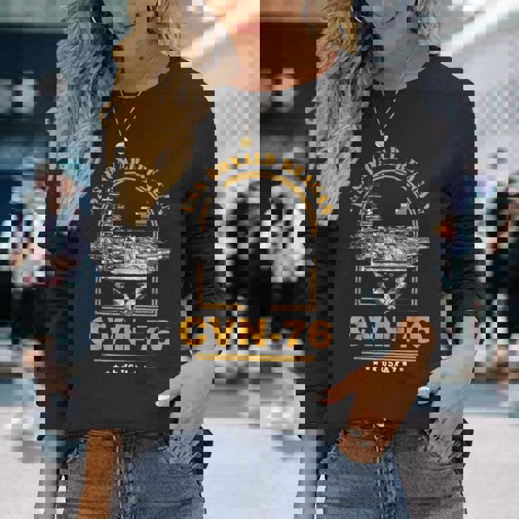 アメリカ海軍航空母艦 Cvn-76 ロナルド・レーガン Uss Ronald Reagan 長袖Tシャツ 彼女への贈り物