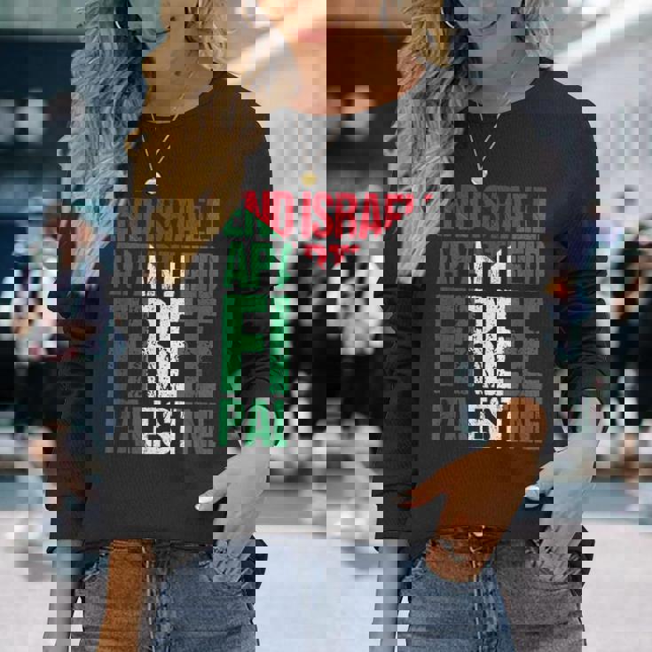 イスラエルのアパルトテッドフリーパレスチナを終えましょう 長袖Tシャツ 彼女への贈り物