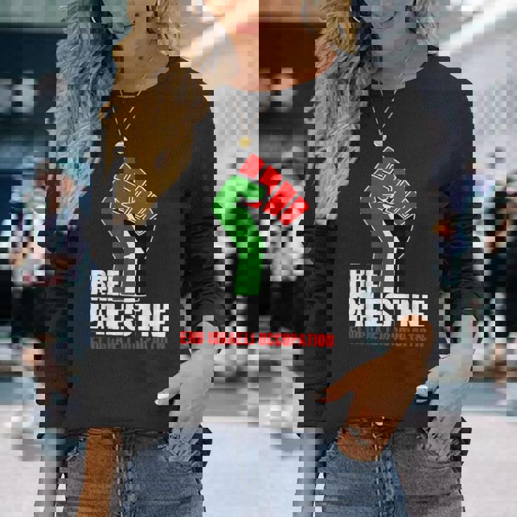 イスラエル人民の自由なパレスチナの職業 長袖Tシャツ 彼女への贈り物