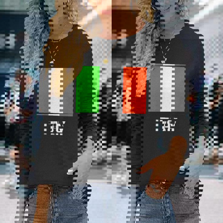 イタリアの国旗 長袖Tシャツ 彼女への贈り物