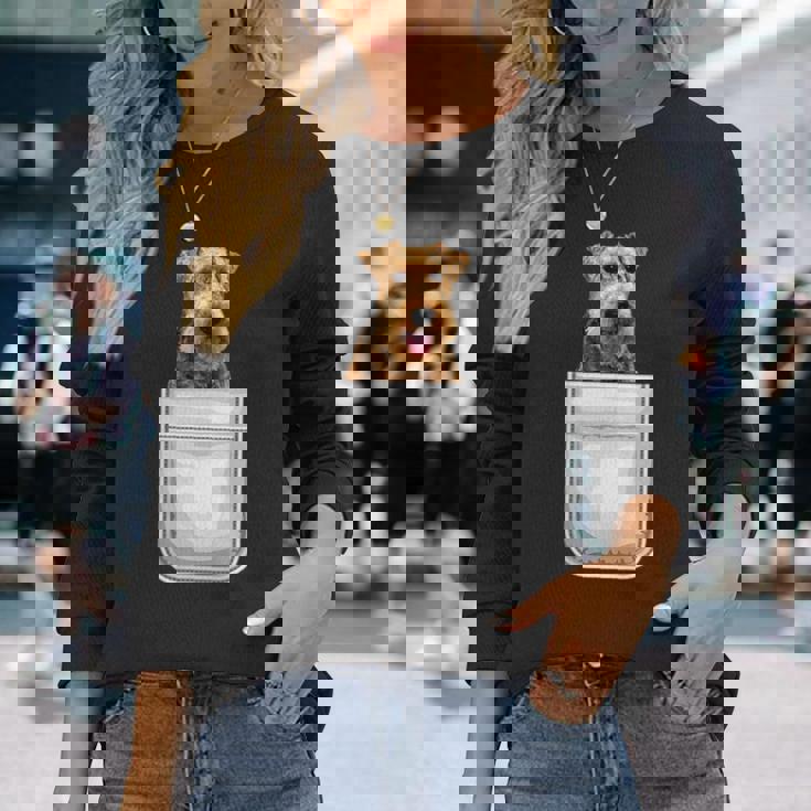 ウェルシュテリア パピー ドッグ ポケット入り 長袖Tシャツ 彼女への贈り物