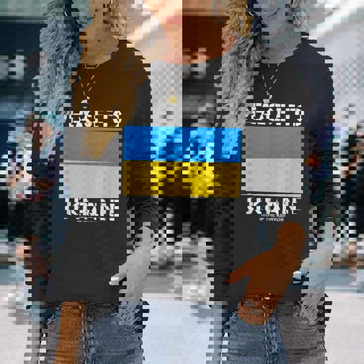 ウクライナへの平和 侵略を止めましょう。 長袖Tシャツ 彼女への贈り物