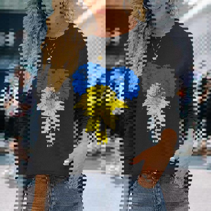 ウクライナ国旗 ひまわり ヴィンテージ ウクライナ支援 ウクライナ 長袖Tシャツ 彼女への贈り物