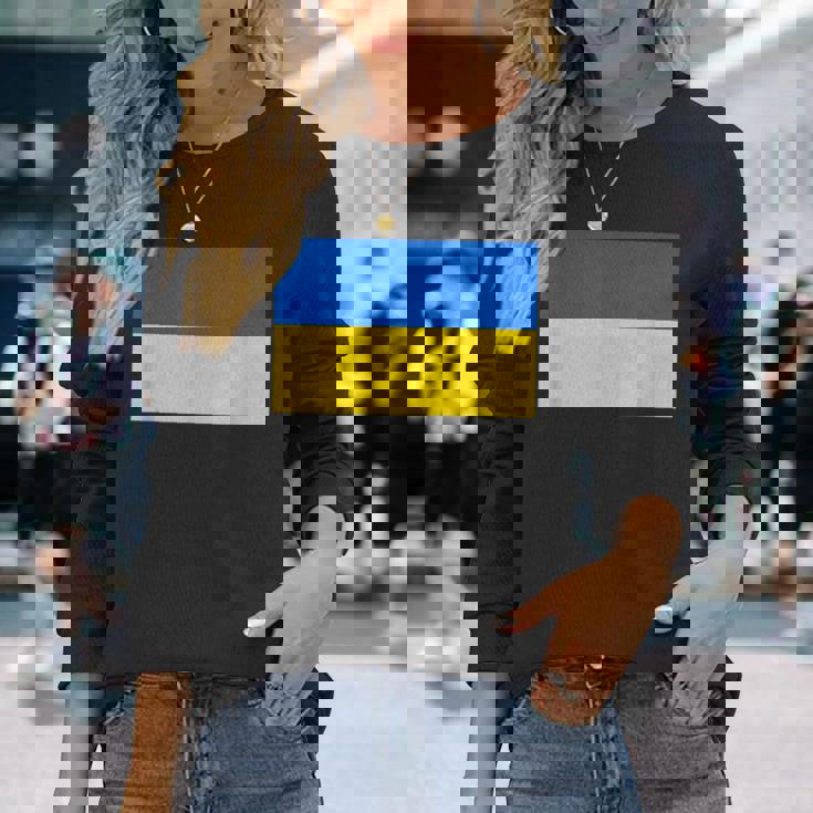ウクライナ国旗デザイン 長袖Tシャツ 彼女への贈り物