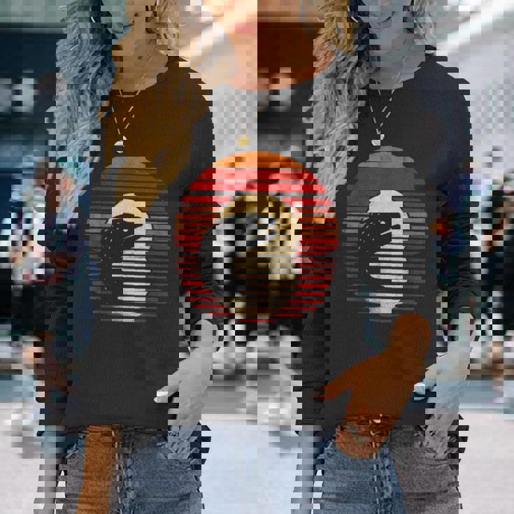 ウツボ サンセット レトロスタイル サファリ ヴィンテージ 70年代 釣り 長袖Tシャツ 彼女への贈り物