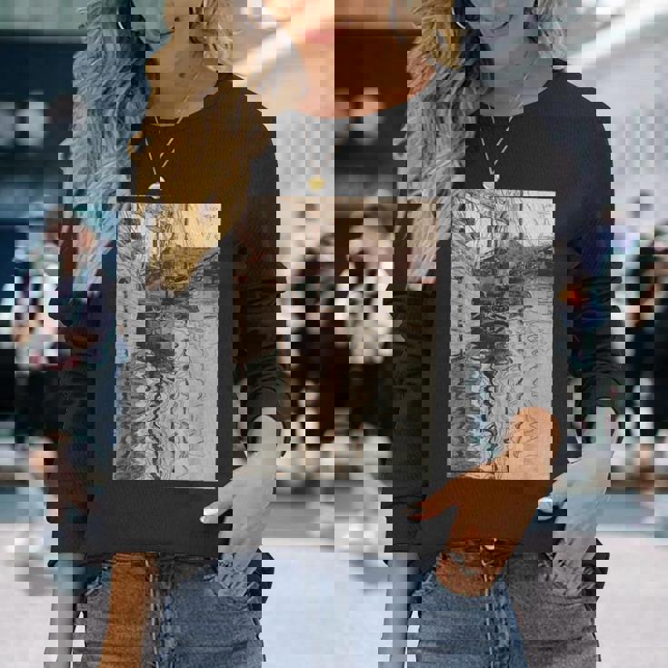 エゴン・シーレ作「トリエステの港」1907 長袖Tシャツ 彼女への贈り物