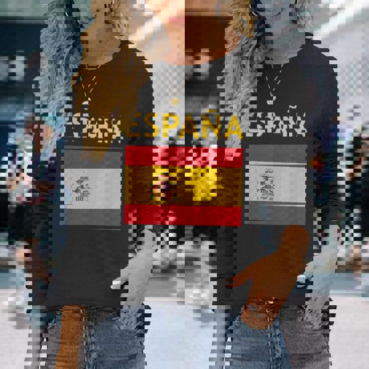 エスパーニャ ヴィンテージ スペイン国旗 スペインお土産 エスパーニャプライド 長袖Tシャツ 彼女への贈り物