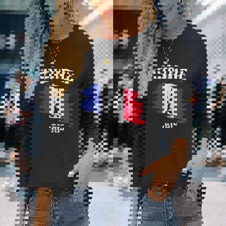 エッフェル塔 パリ フランス フランス 国旗 バケーション パリ 長袖Tシャツ 彼女への贈り物