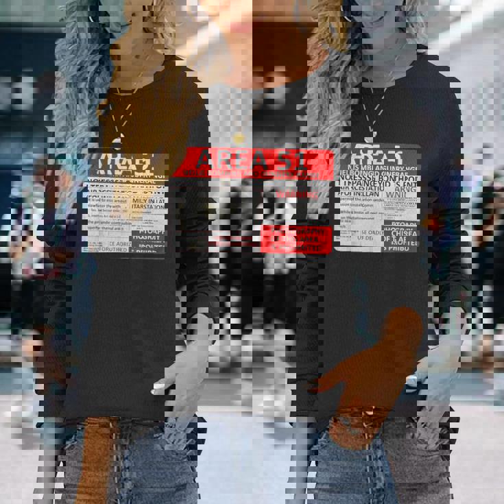 エリア51 フェイクミリタリーサイン 長袖Tシャツ 彼女への贈り物