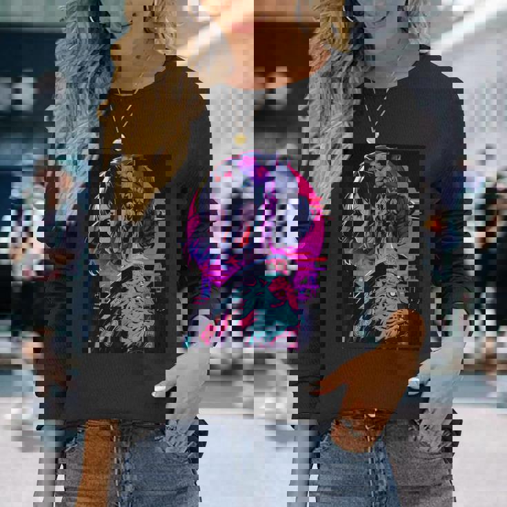 エレガントな芸者 日本の美デザインへのオマージュ 長袖Tシャツ 彼女への贈り物