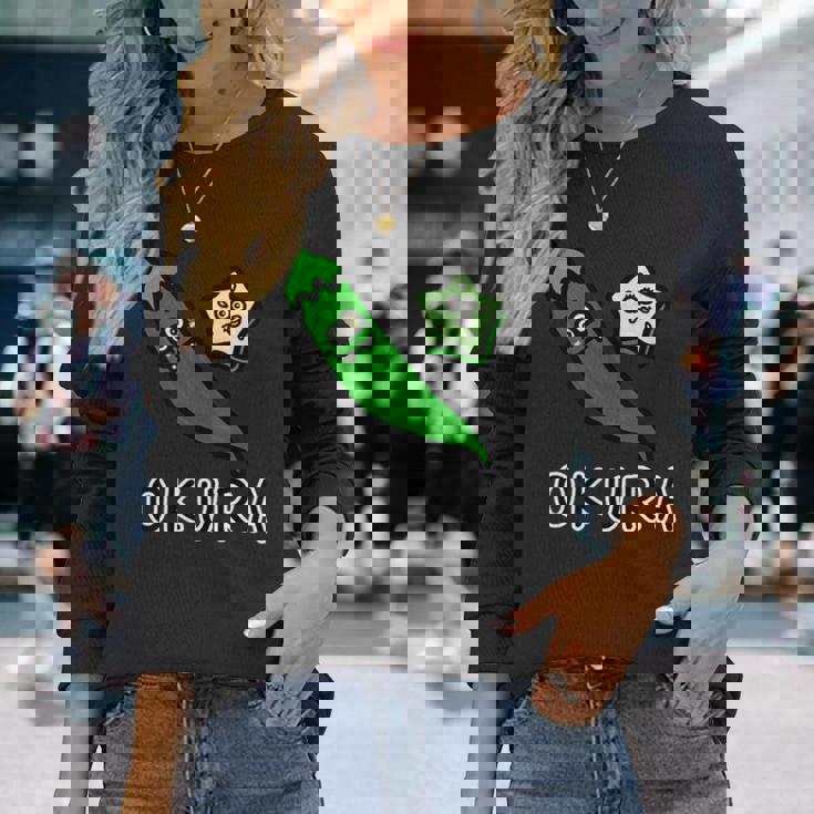 オクラさん 長袖Tシャツ 彼女への贈り物