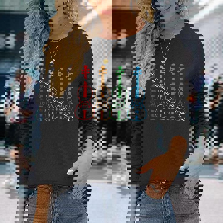 オーケストラ ヴァイオリン 奏者 音楽 ヴィンテージ 楽器 バイオリン 長袖Tシャツ 彼女への贈り物