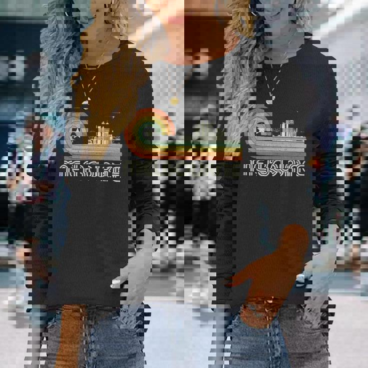 オーストラリア 休暇のお土産 レトロ ビンテージ スカイライン メルボルン 長袖Tシャツ 彼女への贈り物