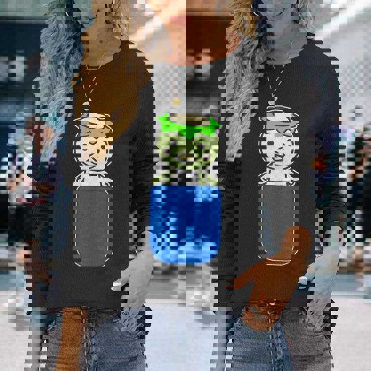 カッパ くん『いん・ざ・ぽけっと』河童【どうぶつフレンズ】きゅうり 妖怪 ゆるくて かわいい イラスト 長袖Tシャツ 彼女への贈り物