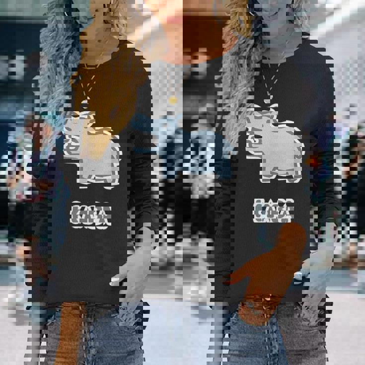 カバ くん Kaba【どうぶつフレンズ】動物園 ゆるくてかわいい キャラクター イラスト 長袖Tシャツ 彼女への贈り物