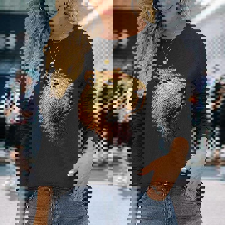 カピバラ Be Capy カピバラ げっ歯類 おもしろカピバラ Capybara 長袖Tシャツ 彼女への贈り物