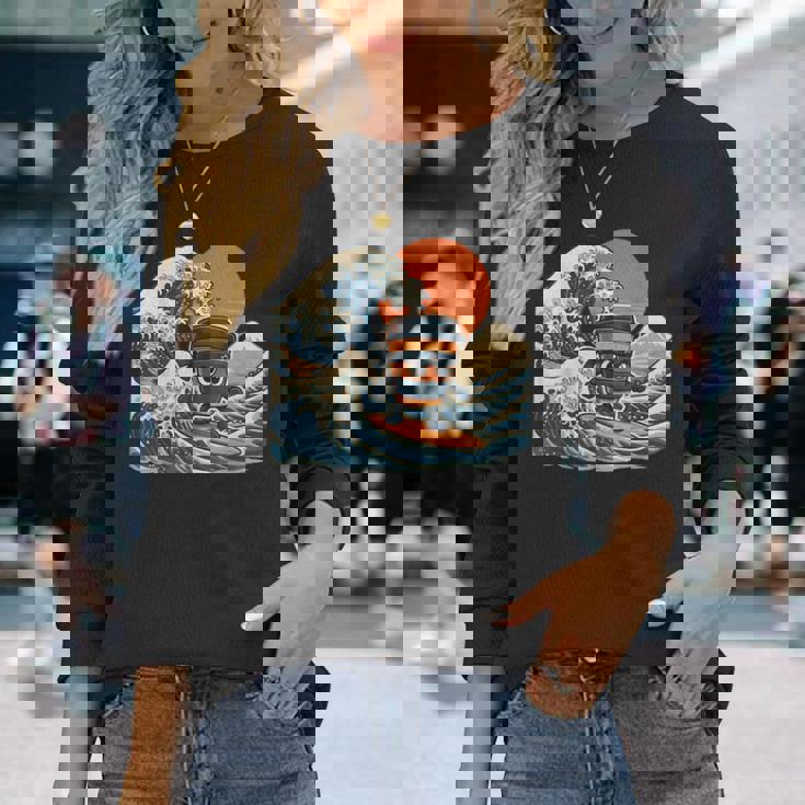 カプチーノ アサシーノ 和波 アート 忍者 コーヒー好き 長袖Tシャツ 彼女への贈り物