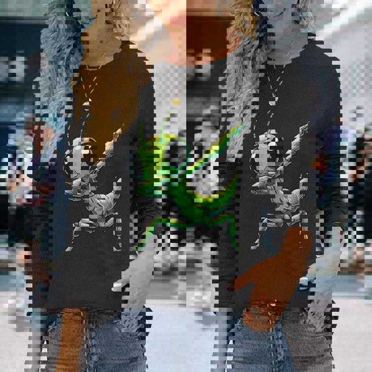 カマキリ、おかしなカマキリ 長袖Tシャツ 彼女への贈り物