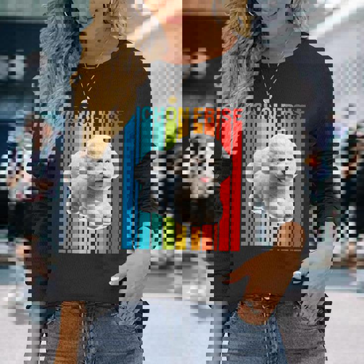 カラフルなビションフリーゼ 長袖Tシャツ 彼女への贈り物