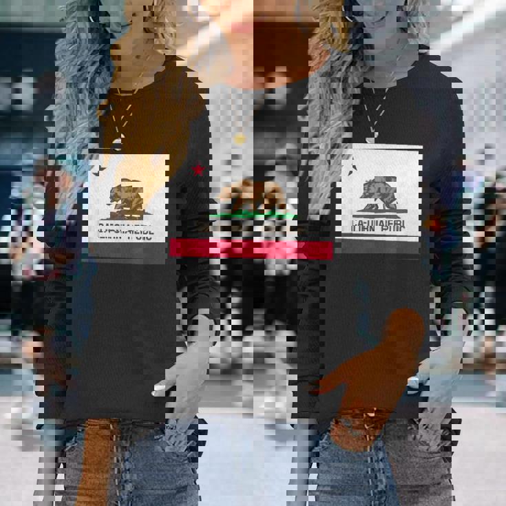 カリフォルニア州「ベアリパブリック」州旗 長袖Tシャツ 彼女への贈り物