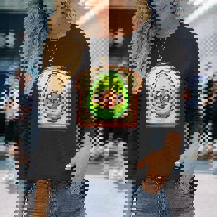 カワイイ アボカドトースト 長袖Tシャツ 彼女への贈り物