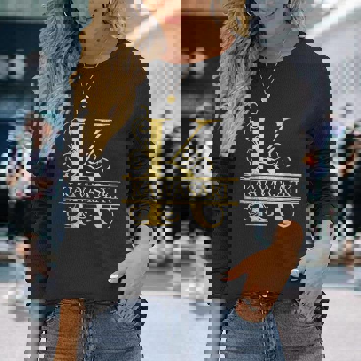 カワサキ 名前 長袖Tシャツ 彼女への贈り物