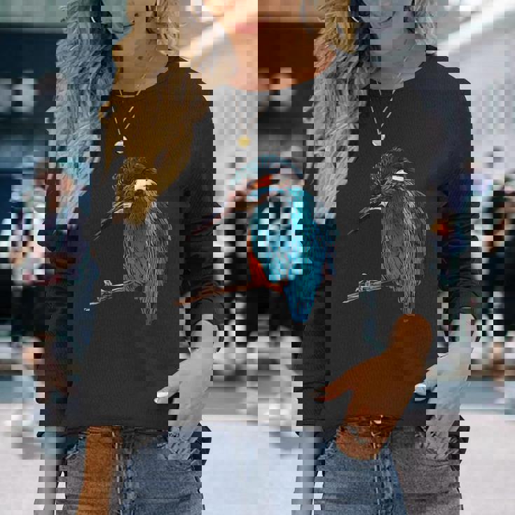 カワセミ 動物モチーフ 動物の顔 鳥モチーフ 動物モチーフ 鳥 カワセミ 長袖Tシャツ 彼女への贈り物