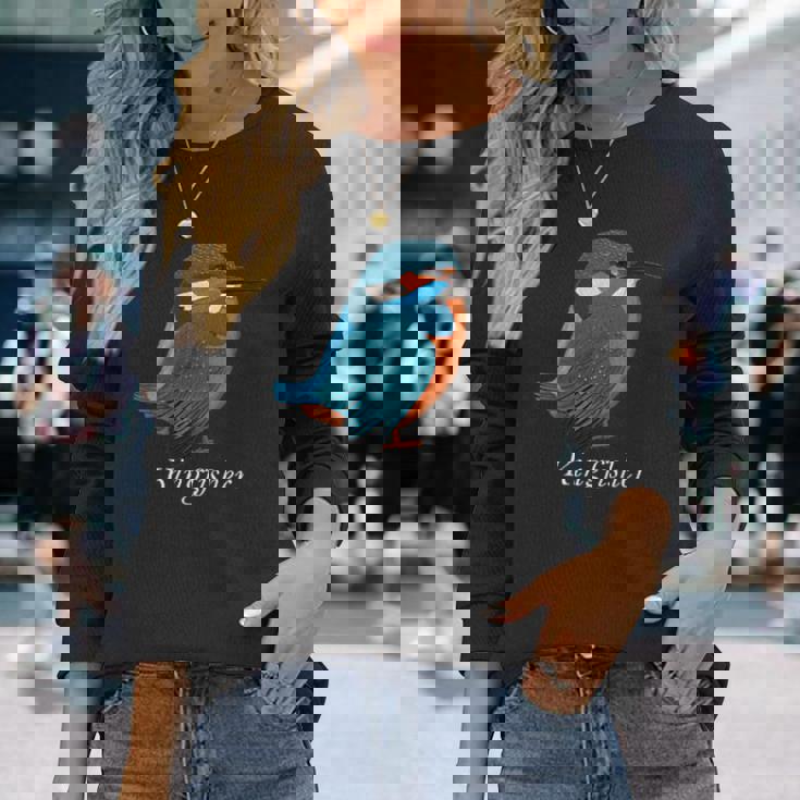 カワセミ 鳥 動物 図 バードウォッチング 贈り物 鳥類学者 生物学者 自然科学 長袖Tシャツ 彼女への贈り物