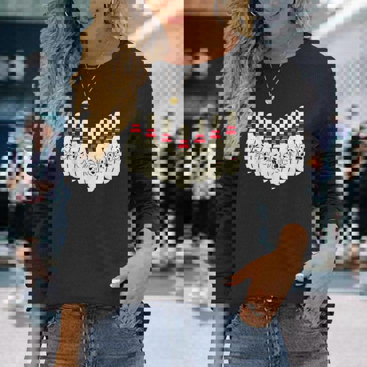 カートゥーン ボウリング 面白い 怖い ボウリング 長袖Tシャツ 彼女への贈り物