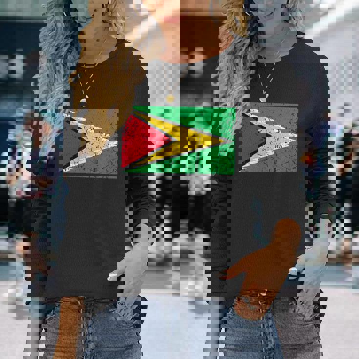 ガイアナ国旗グラフィック メンズ レディース キッズ 長袖Tシャツ 彼女への贈り物