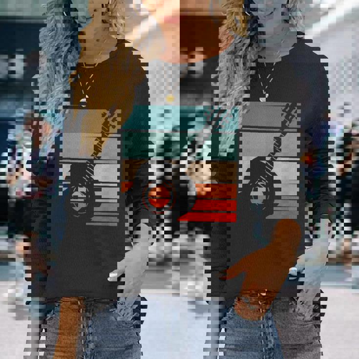 ギター レトロスタイル ビンテージ 長袖Tシャツ 彼女への贈り物