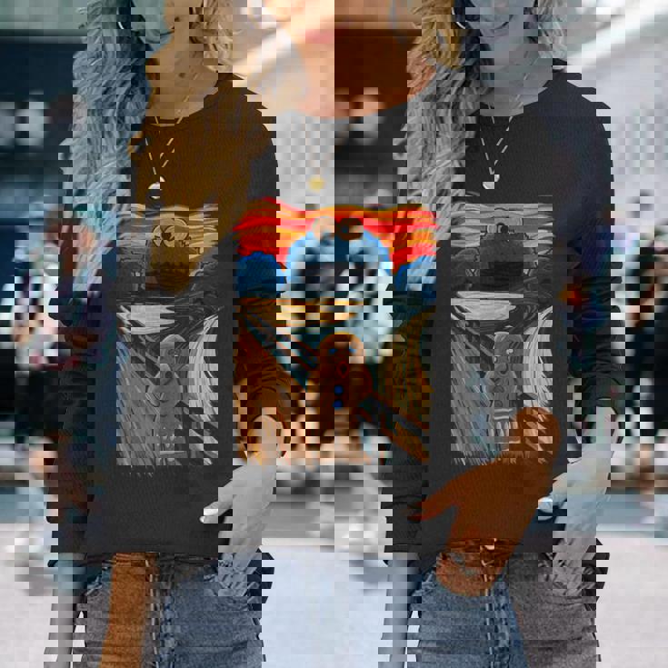 クッキー・マンチャーザ・スクリーム・ムンクモンスター・ジョーク 長袖Tシャツ 彼女への贈り物