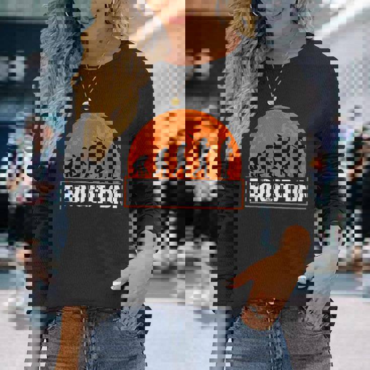 クラリネット奏者、面白いクラリネット 人類の進化 長袖Tシャツ 彼女への贈り物