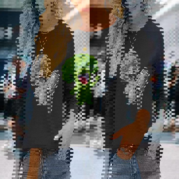 クールブロッコリー ベジタリアン ビーガン ベジタブルフード メンズ レディース 長袖Tシャツ 彼女への贈り物