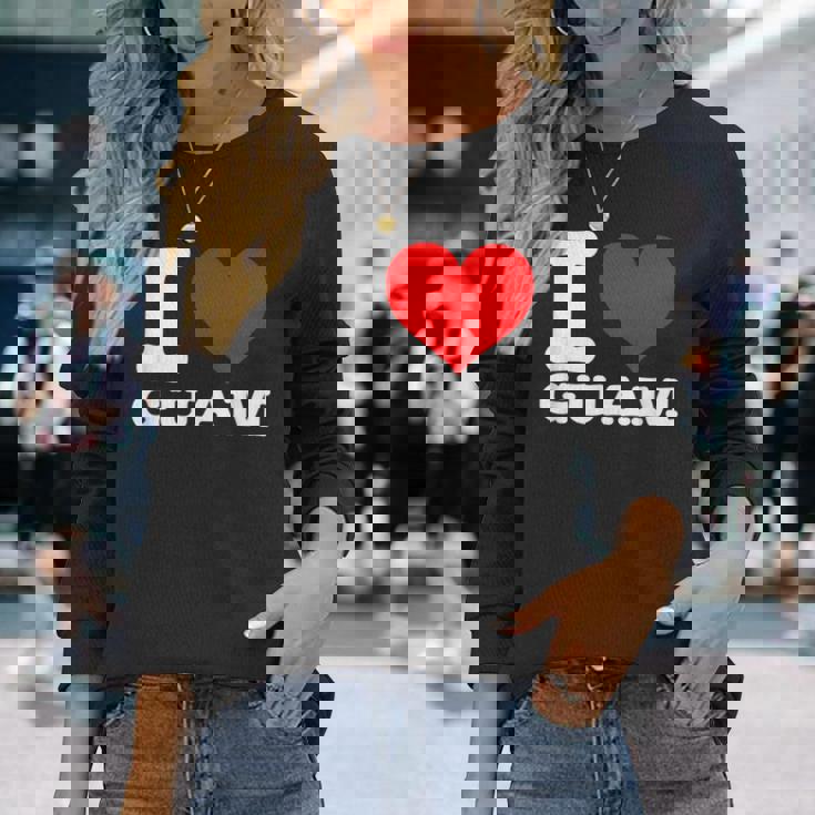 グアム I Heart Guam I Love Guam 長袖Tシャツ 彼女への贈り物