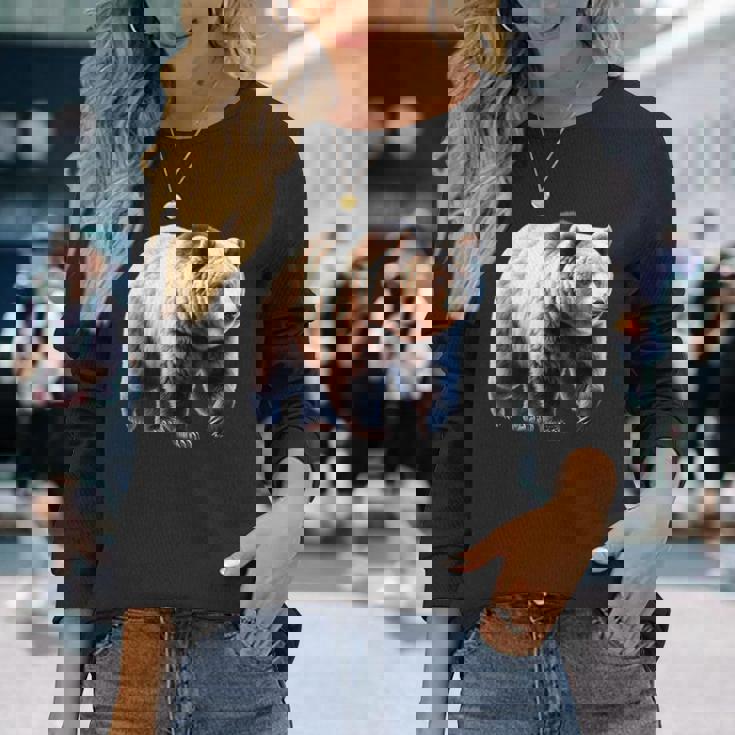 グリズリーベア×ヒグマ 長袖Tシャツ 彼女への贈り物